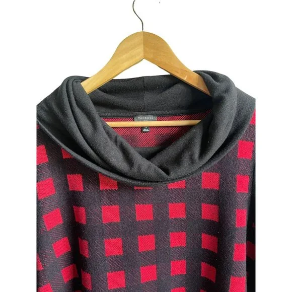 Talbots Red and Black Cowl Neck Sweater - Picture 3 of 6